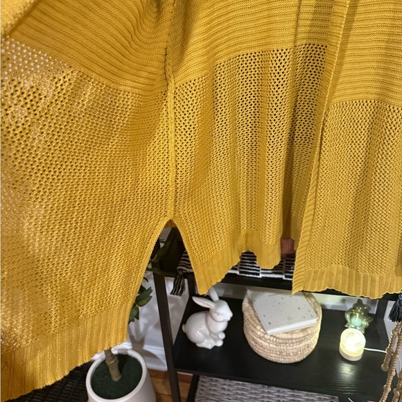 Marled Yellow Cardigan Sweater Medium Weight cotton blend size large - Picture 4 of 7